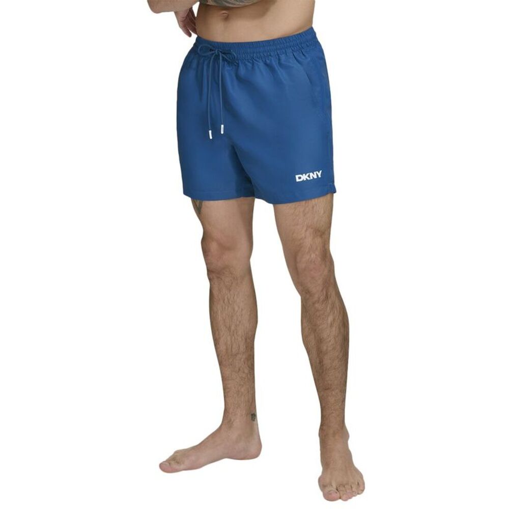 Dkny Mens  Modern Euro Swim Trunk, Blue